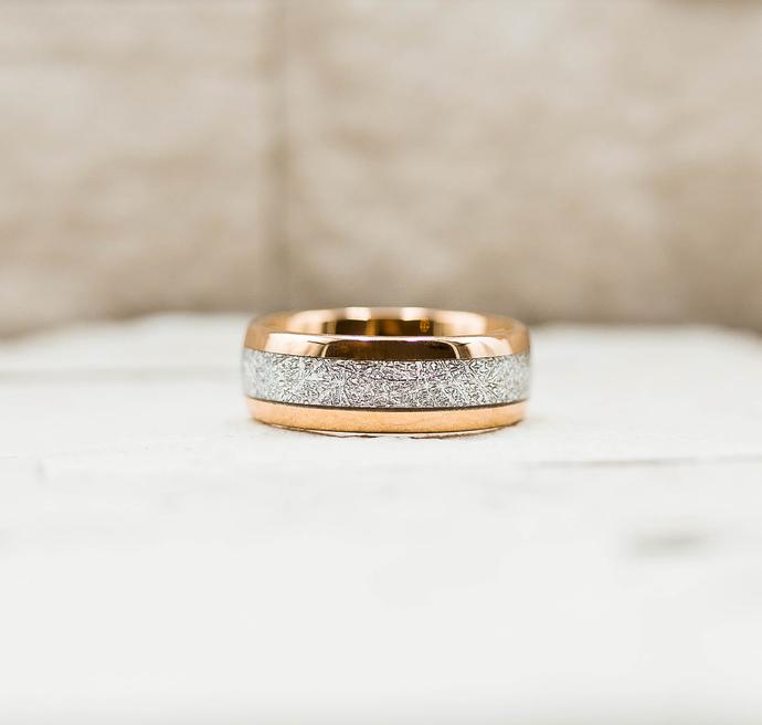 Rose Gold Meteorite Inlay Ring