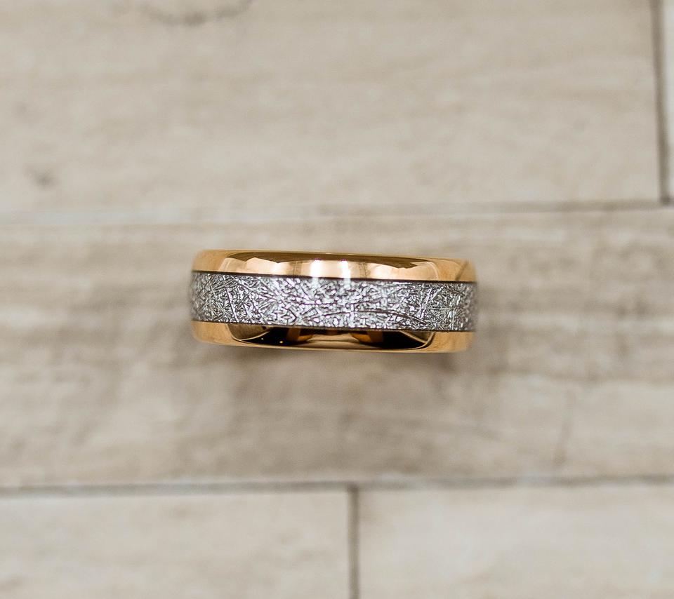Rose Gold Meteorite Inlay Ring