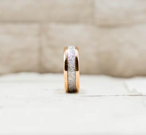 Rose Gold Meteorite Inlay Ring