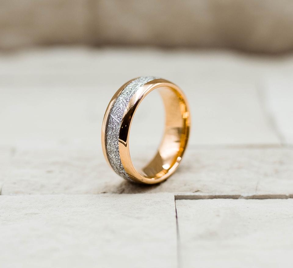 Rose Gold Meteorite Inlay Ring