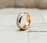 Rose Gold Meteorite Inlay Ring