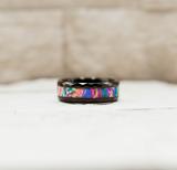 Faceted Abalone Shell Tungsten Ring