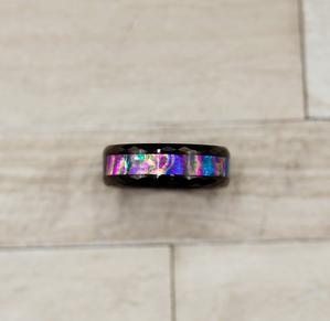 Faceted Abalone Shell Tungsten Ring