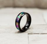 Faceted Abalone Shell Tungsten Ring