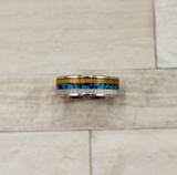 Hawaiian Koa Wood Marble Inlay Titanium Ring