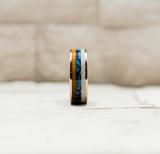 Hawaiian Koa Wood Marble Inlay Titanium Ring