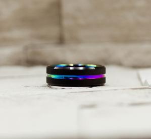 Rainbow Carbon Fiber Tungsten Ring
