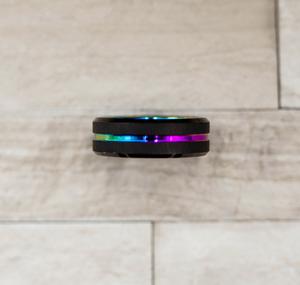 Rainbow Carbon Fiber Tungsten Ring