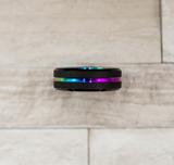 Rainbow Carbon Fiber Tungsten Ring