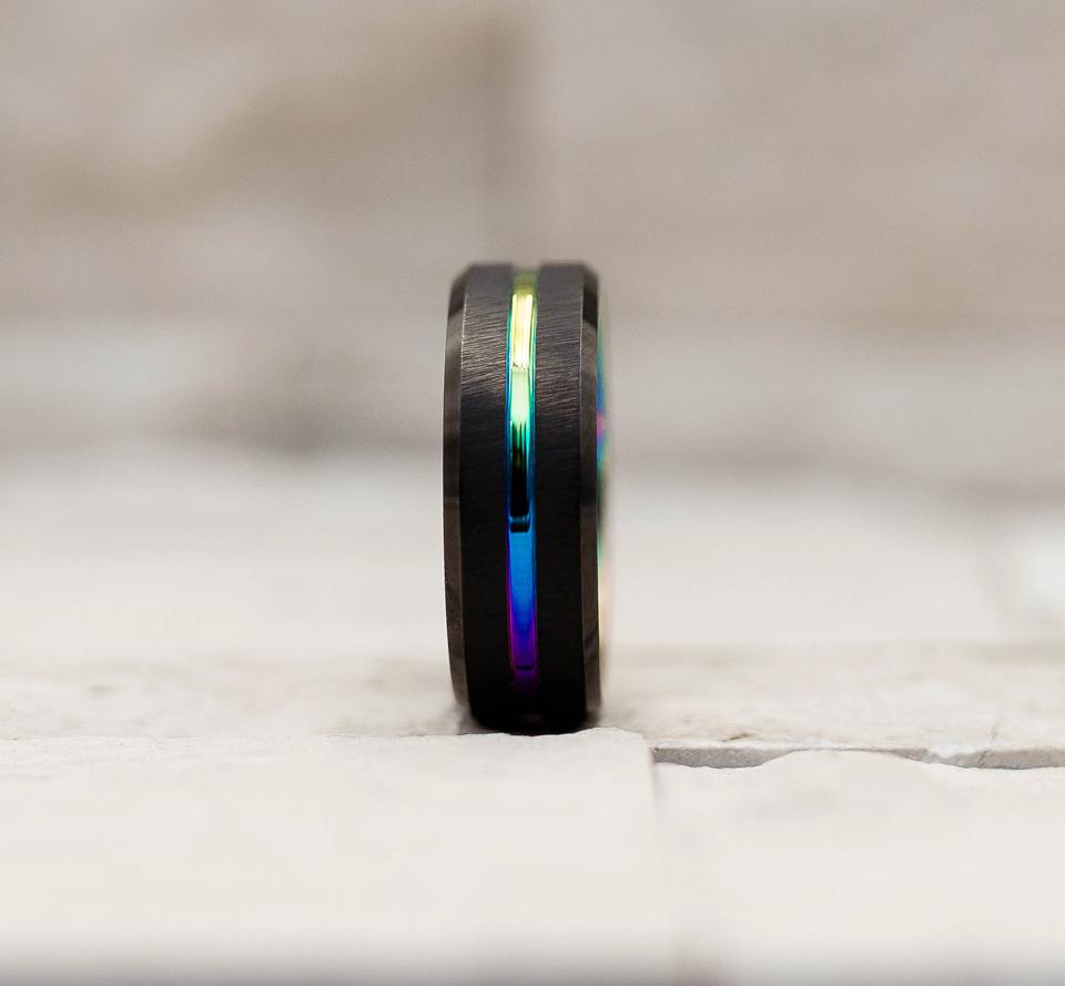 Rainbow Carbon Fiber Tungsten Ring
