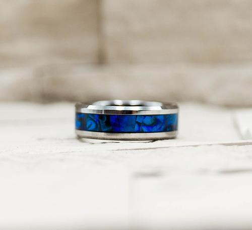 Snakeskin Abalone Shell Tungsten Ring