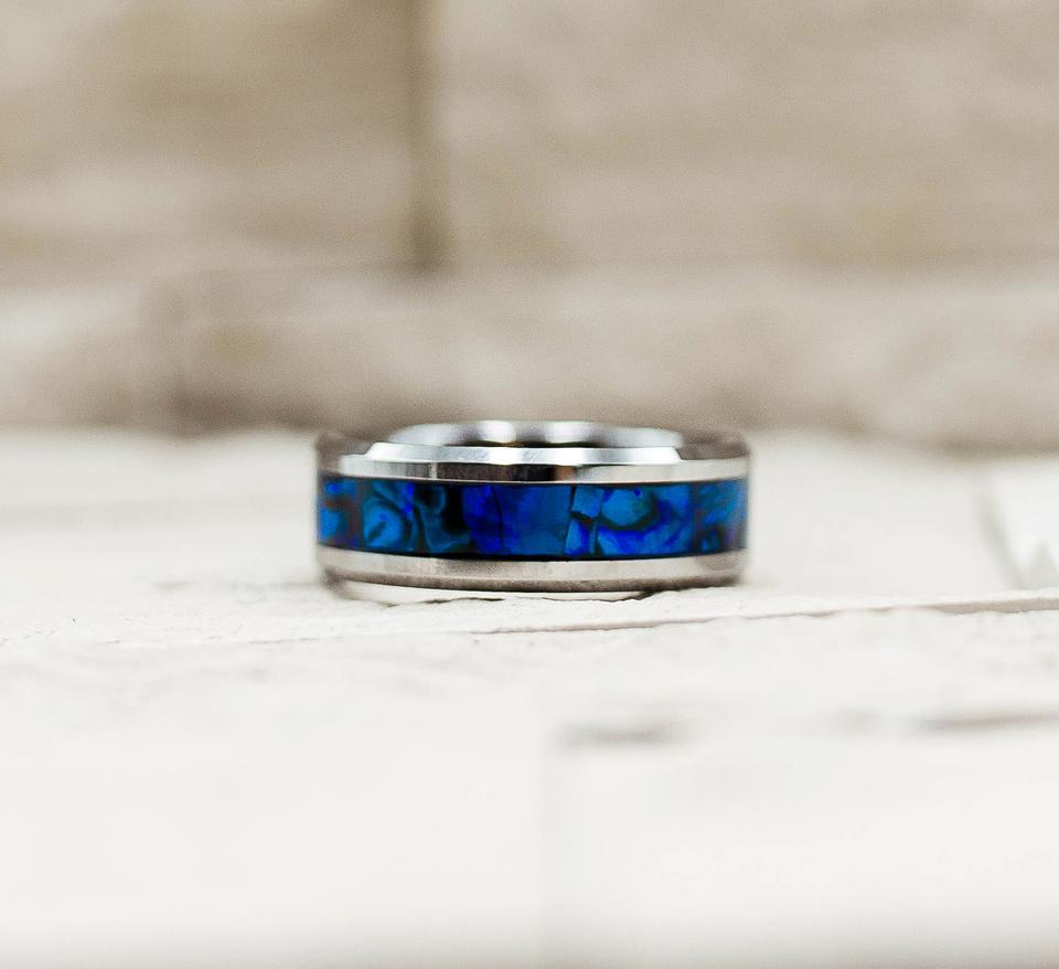 Snakeskin Abalone Shell Tungsten Ring