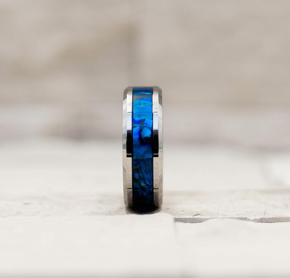 Snakeskin Abalone Shell Tungsten Ring