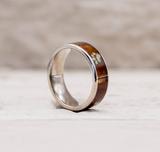 Titanium Dog Paw Print Opal and Koa Wood Ring