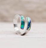 Silver Opal Abalone Wrap Ring (One Size Fits All)