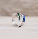 Silver Opal Abalone Slant Wrap Ring (One Size Fits All)