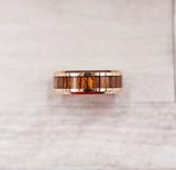 Rose Gold Koa Wood Inlay Tungsten Carbide Ring