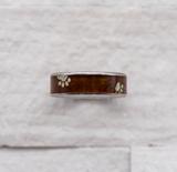 Titanium Dog Paw Print Opal and Koa Wood Ring