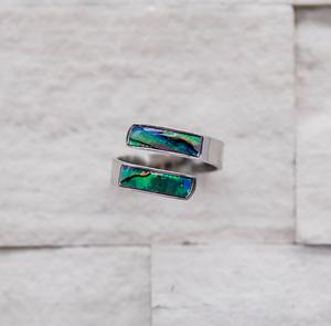 Silver Opal Abalone Wrap Ring (One Size Fits All)
