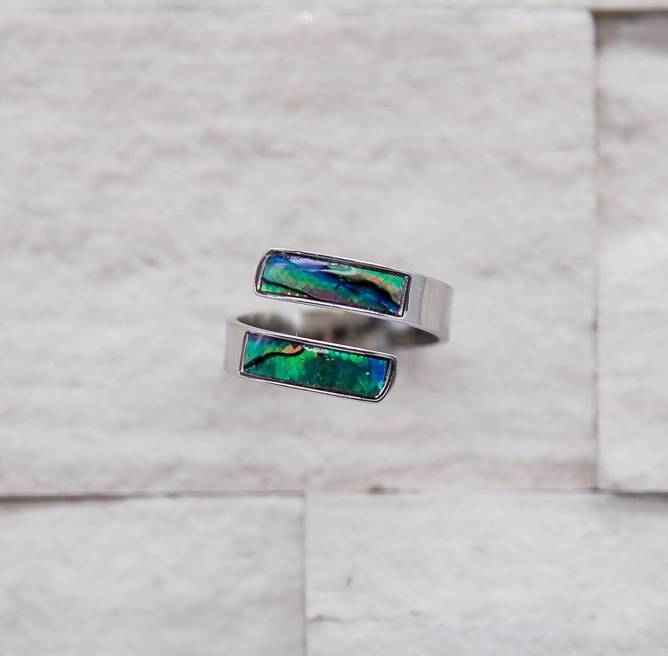Silver Opal Abalone Wrap Ring (One Size Fits All)