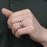 Rose Gold with Thin Blue Groove Tungsten Carbide Ring