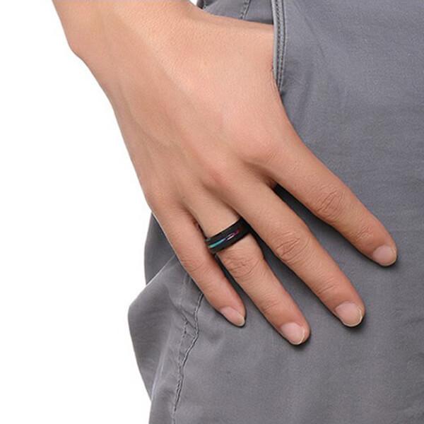 Rainbow Carbon Fiber Tungsten Ring