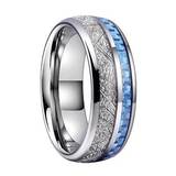 Blue Inlay Meteorite Ring