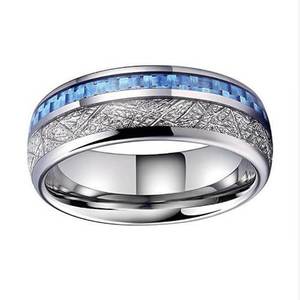 Blue Inlay Meteorite Ring