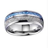 Blue Inlay Meteorite Ring