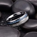 Blue Inlay Meteorite Ring