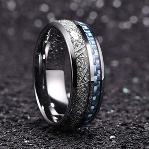Blue Inlay Meteorite Ring